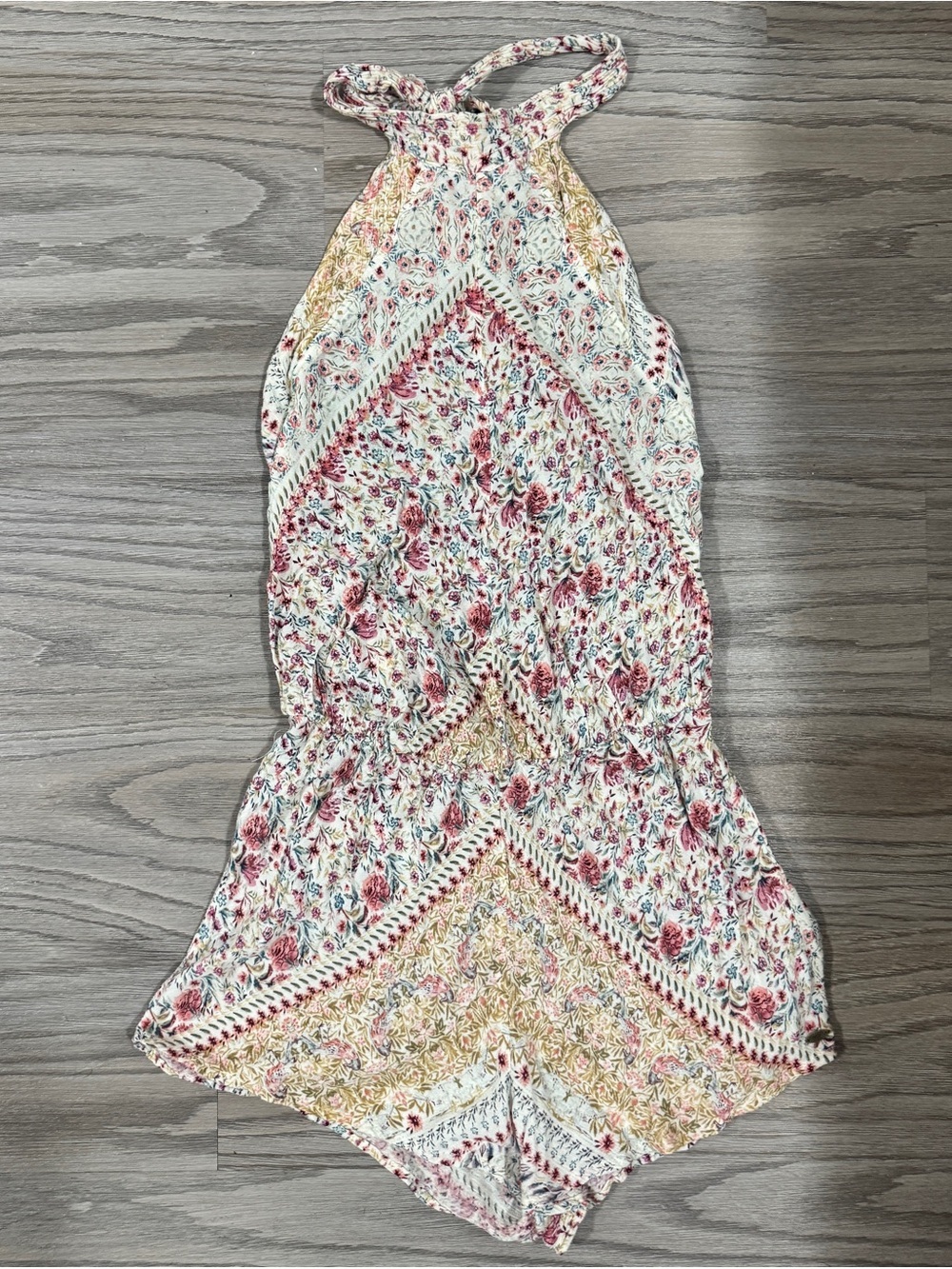 Fairycore BohoChic  O'Neill Brisa Floral Halter Backless Romper Size Small